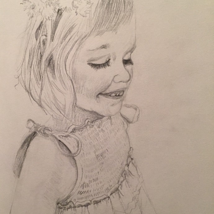"Dandelion Crown", 5"x7", Graphite on Paper, 2015.