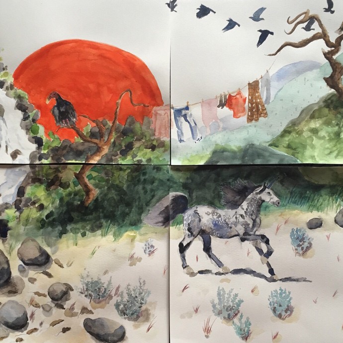 "Silver Dapple" 16"x22", Watercolour, 2016.