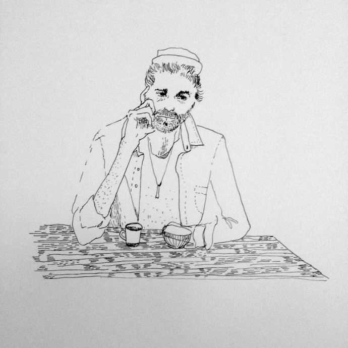 "Pirate", Ink on Paper, 4"x5", 2013.